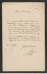 k.k. naturhistorisches Hofmuseum, Intendanzakten 1885-1896 (Hauer), Aktenzahl Z.675/1892, Seite 1